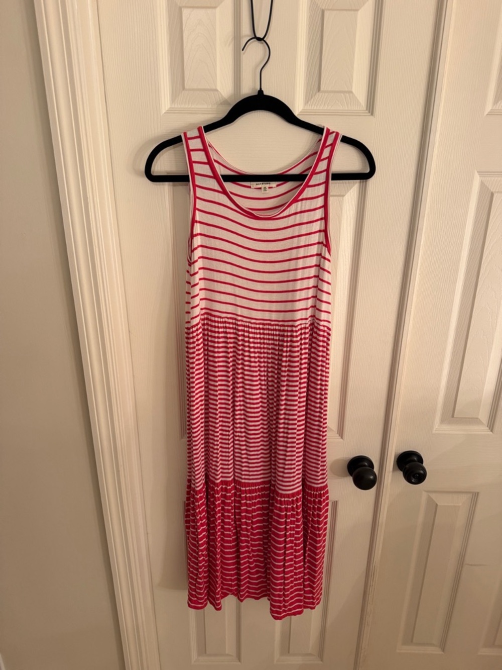 Max Studio White and Pink Striped Maxi Sundress